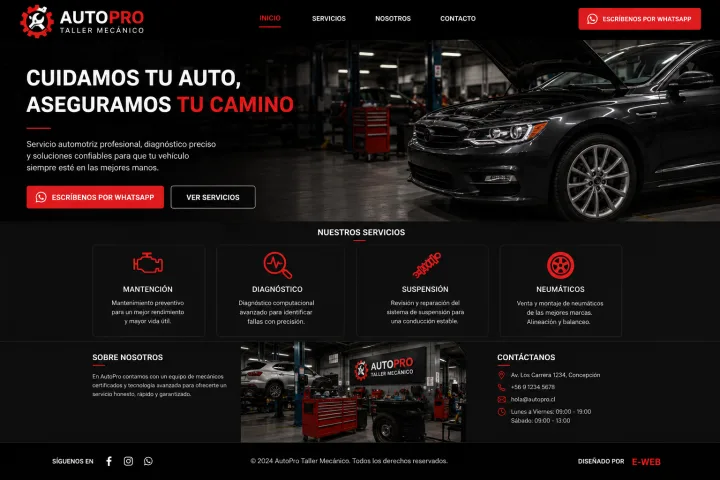 Vista demostrativa de Taller Automotriz