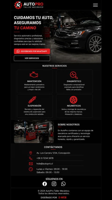 Vista demostrativa de Taller Automotriz