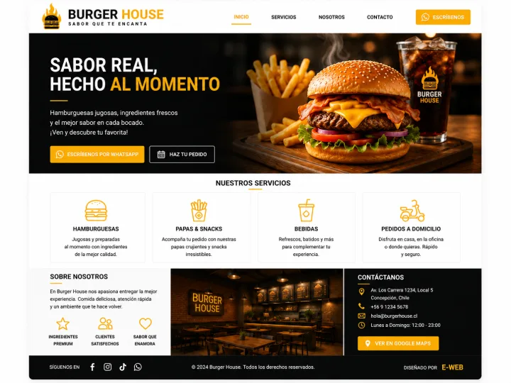 Vista demostrativa de Comida rápida